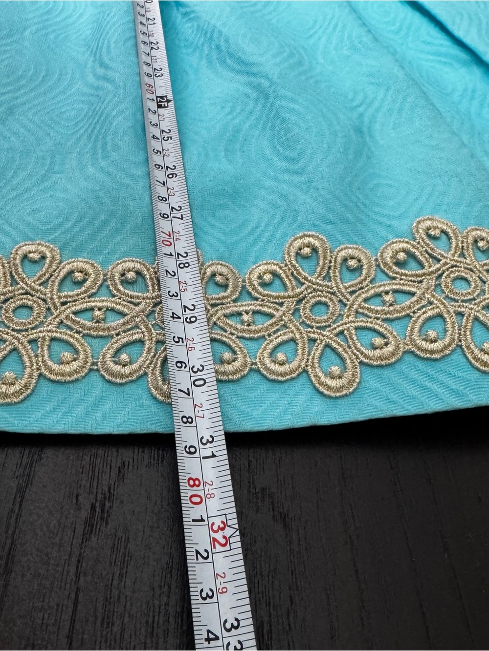 Lilly Pulitzer Betsey Strapless Wave Jacquard Dress Aqua Blue Gold Lace Trim 6 - Picture 11 of 14